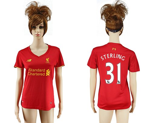 Women's Liverpool #31 Sterling Red Home Soccer Club Jersey